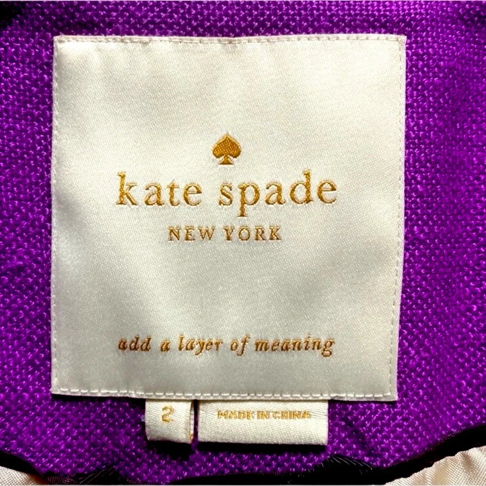 KATE SPADE Micah Short Sleeved Cropped Open Front Jacket with Pockets size 2
